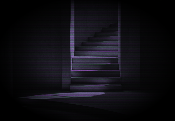 A decorative image of a path of stairs inside a room